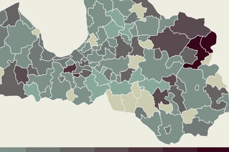 VS.lv: Kā izskatās aktuālā Covid-19 saslimšanas novadu karte (+INFOGRAFIKA)